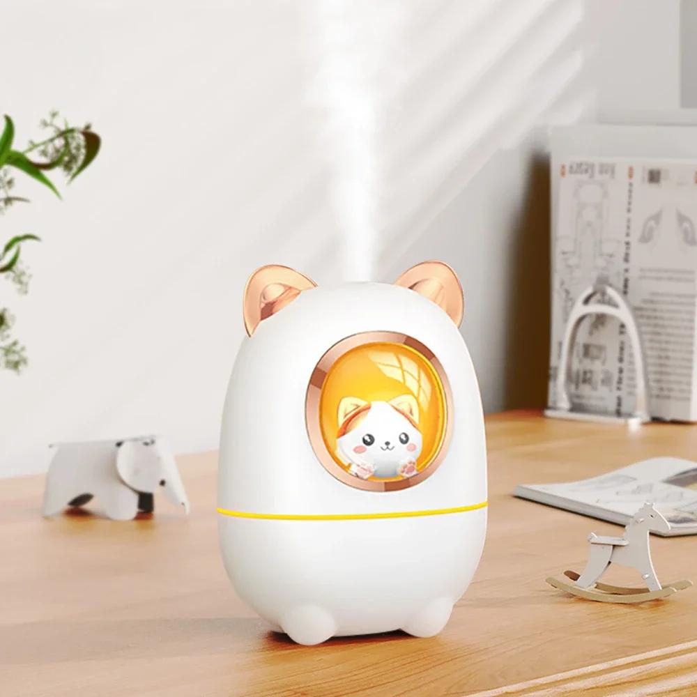 

Cartoon Kitty Air Humidifier Diffuser with Night Light Room Plant Bedroom Cute Silent USB Recharging