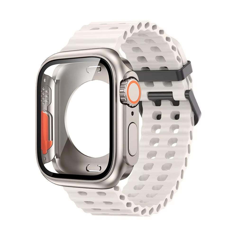 Ocean Silicone Strap+PC Case For Apple Watch Band  Series 11 10 46mm Metal Buckle Sports Bracelet Wristband iWatch 9 8 7 6 5 SE