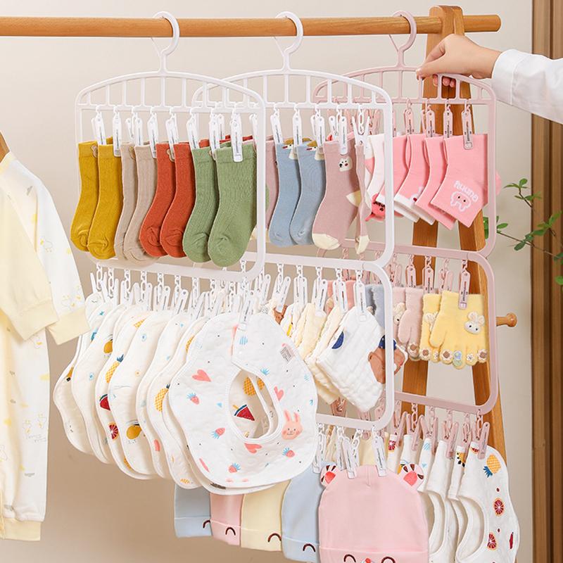 Socks Drying Rack With 18/26 Clips Underwear Baby Saliva Towel Space-Saving Multifunctional Household Dormitory Student Laundry