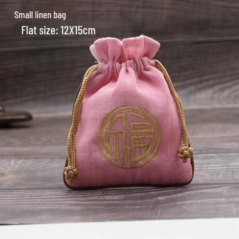 "Extra Large Embroidered Linen Drawstring Bag for Storage and Gifting"