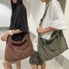 Canvas Bag Women's Large Capacity Crossbody Bag Student Class Shoulder Bag Solid Color Men Messenger Bag