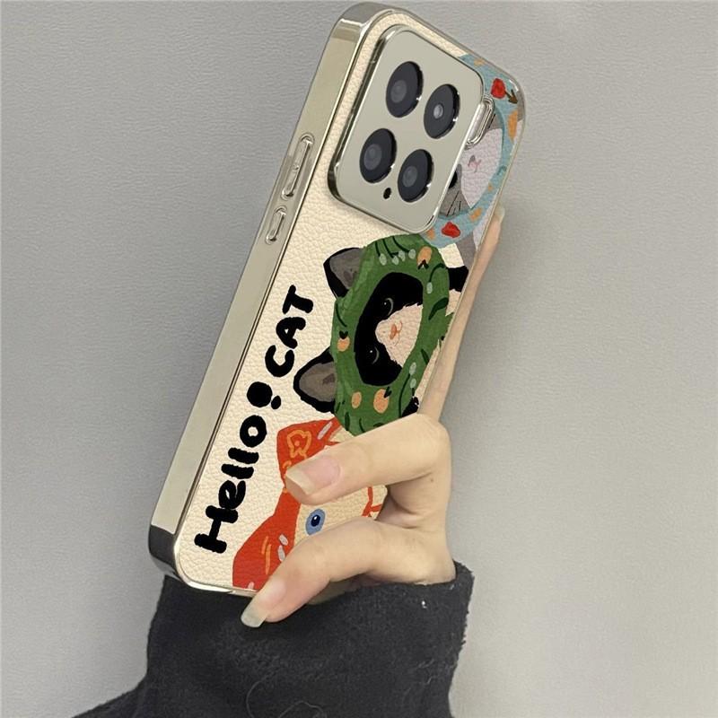 Full Coverage Silicone Phone Case IPhone 15 With Cat Ears Design Shockproof Bumper 14 Pro Xiaomi 15