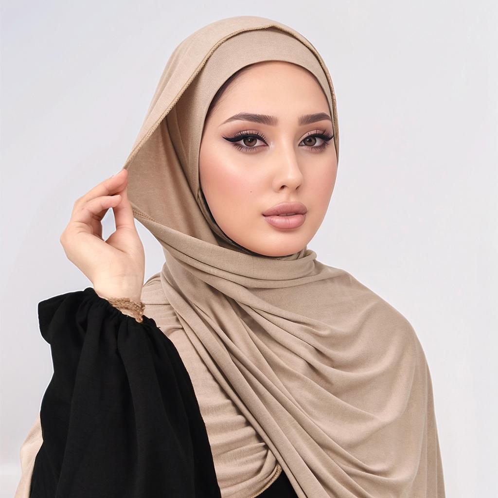 2Pcs Solid Modal Hijab With Full Cover Cap Undercap For Muslim Woman Hijabs Ramadan Headscarf Islam Turban Femme Bandana Set
