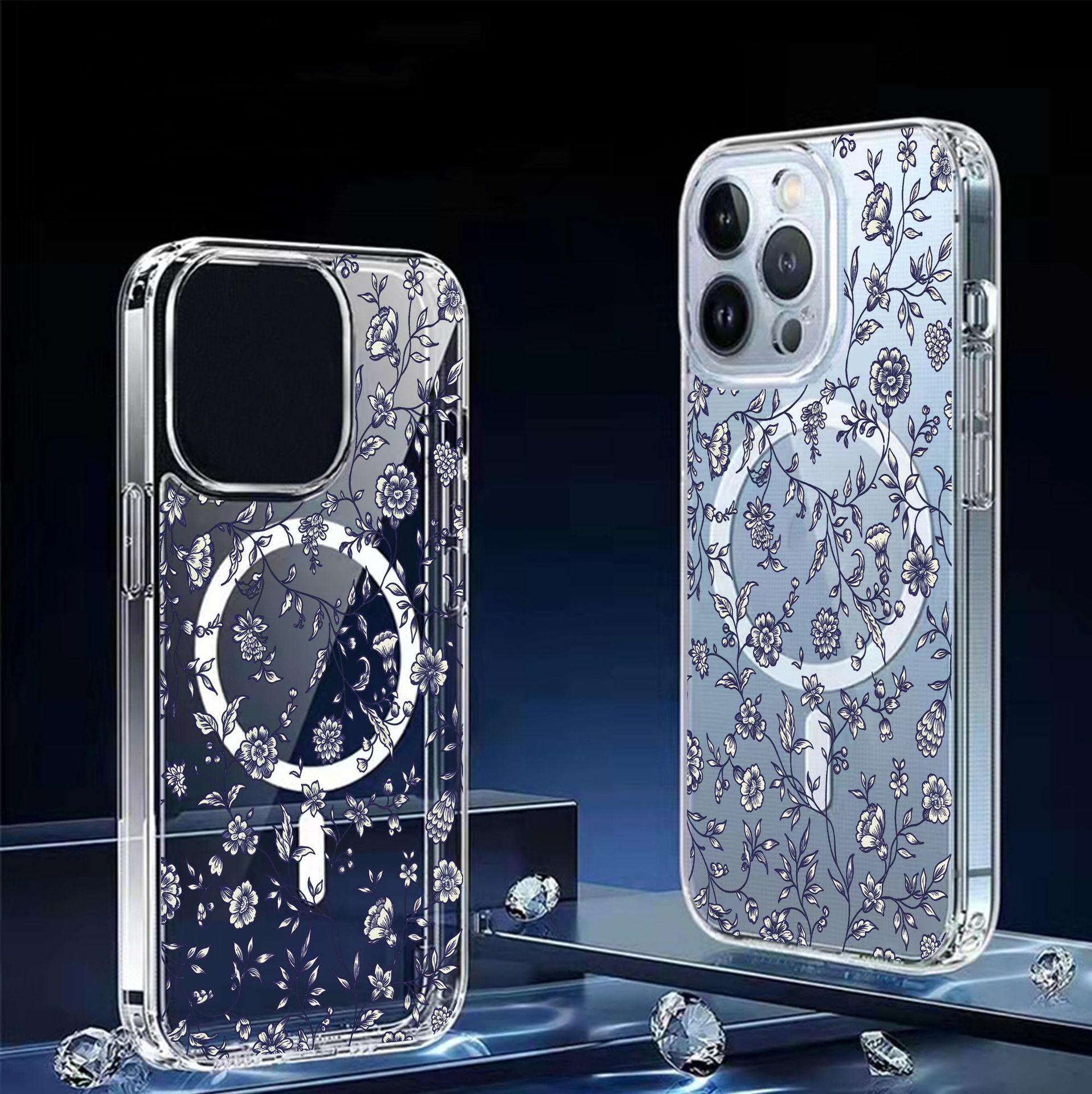 Floral Magnetic Apple iPhone 14-17 Pro Max Transparent Case iPhone 11 прозрачный