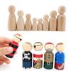 Male Female Blank Natural Wood Wooden Peg Doll Unpainted Figures Wedding Decoration Wood Crafts