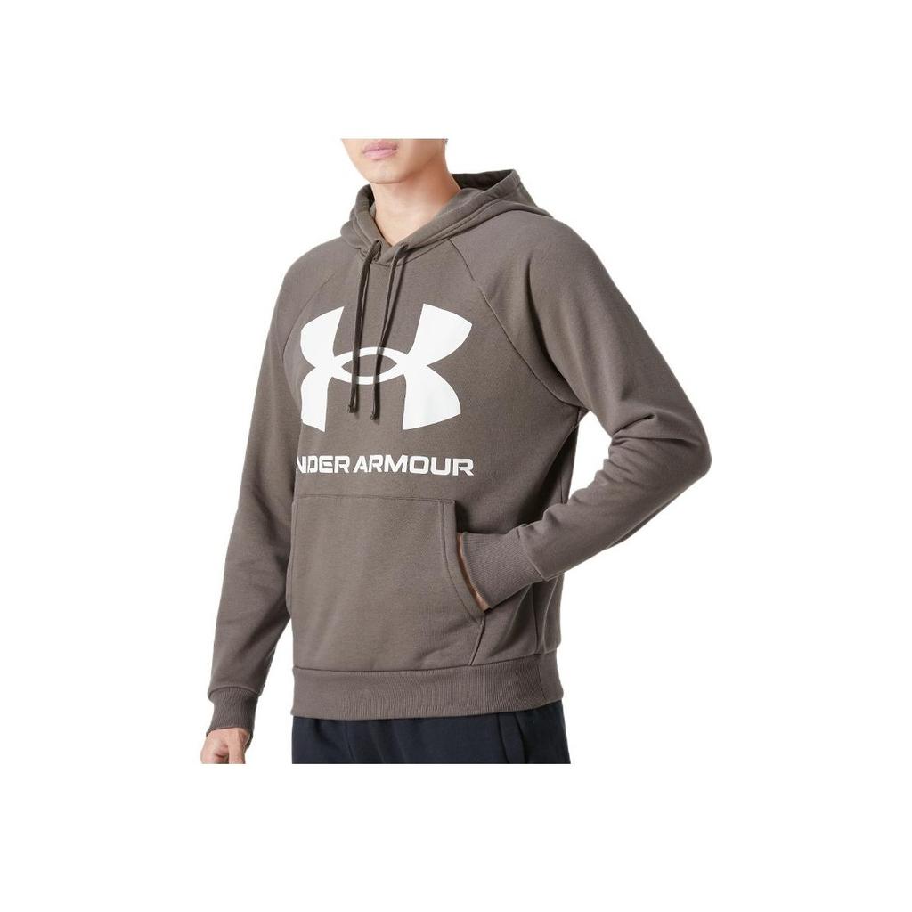 Under Armour FW22 Brand Logo Printed Drawstring Hooded Pullover Long Sleeve Sweatshirt Men sweatshirt Brown 1357093-176