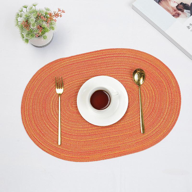 1/4/6PCS 35x50cm Big Oval Green Braided Placemats Gift Table Place Mats for Dining Tables Place Mat Christmas Round Table Mats