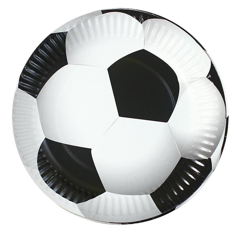 White Football Party Supplies: Disposable Tableware Set with Plates, Cups, and Napkins for Boys' Birthday