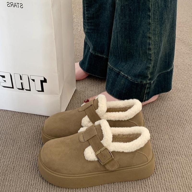 Thick-soled Snow Boots Women's 2025 New Winter Velvet Boken Shoes Thickened Wool Cotton Shoes Doudou Bread Shoes