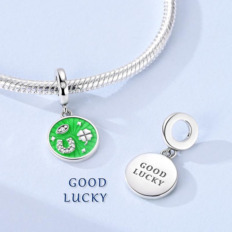 Original 925 Silver Charms Horseshoe Four Clover Eyes Pendant Fit Original Bracelet Necklace For Women DIY Jewelry Gift