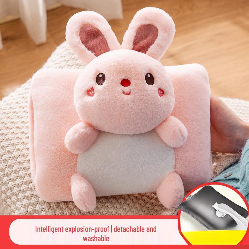 Rechargeable Plush Hot Water Bottle Hand Warmer - Cute Explosion-Proof Design for Baby Girls, Winter Use.