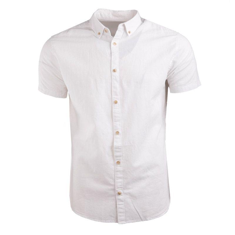 

Мужская рубашка с коротким рукавом из льняной смеси JACK & JONES XL темно-синий