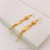Vietnam Sand Gold Flower Earrings Ins Jewelry Plated 18K Gold Women'S Korean Version Long Leaf Tassel Earrings