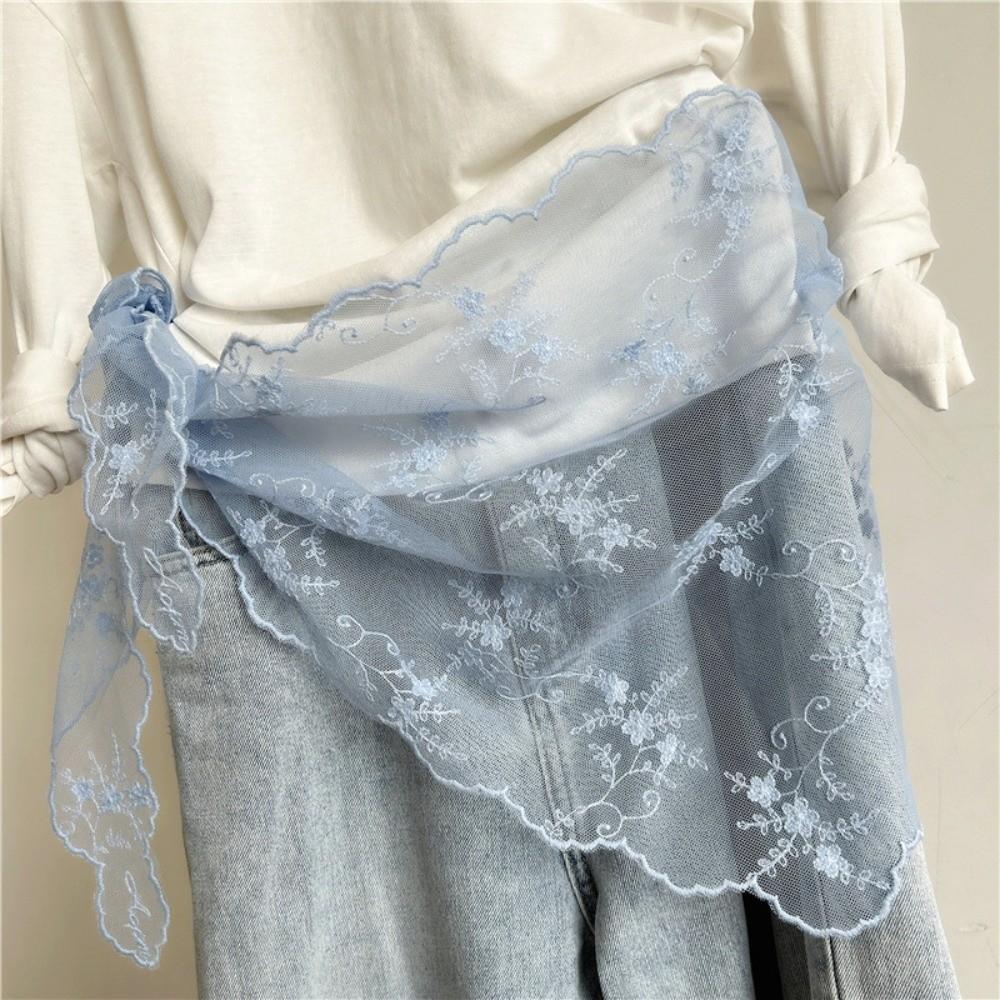 Trend Floral Embroidery Women's Lace Belt Versatile Korean Version Hem Skirt Triangle Scarf Women's Pants Waist Decorative