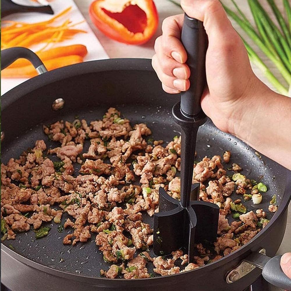 Handlicher Fleischhackzerkleinerer Vielseitiger Mischspatel Kartoffelstampfer Werkzeug für Hackfleisch Putenhackfleisch Hamburgerfleisch Kochwerkzeug