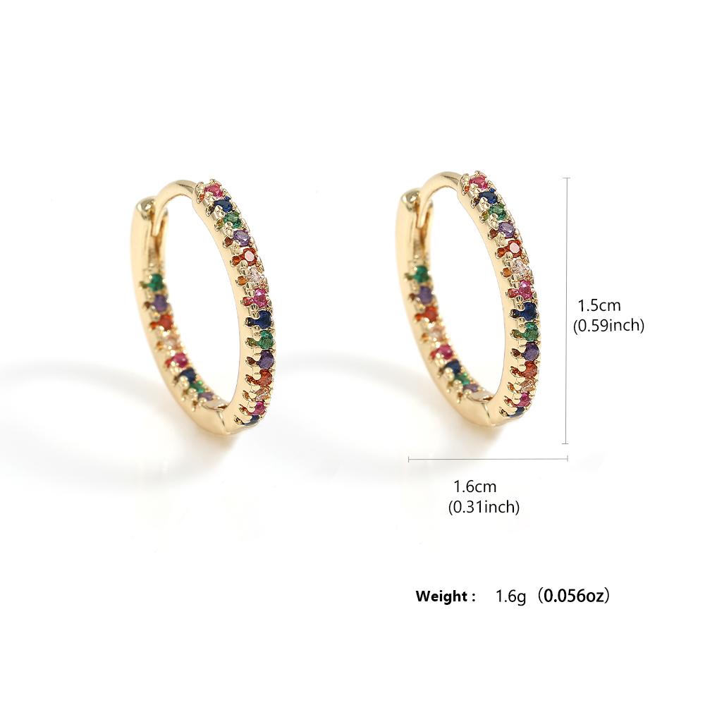 Trendy Gold Color Cubic Zirconia Round Copper Earrings For Women Metal Crystal Earring Party Everyday Zircon