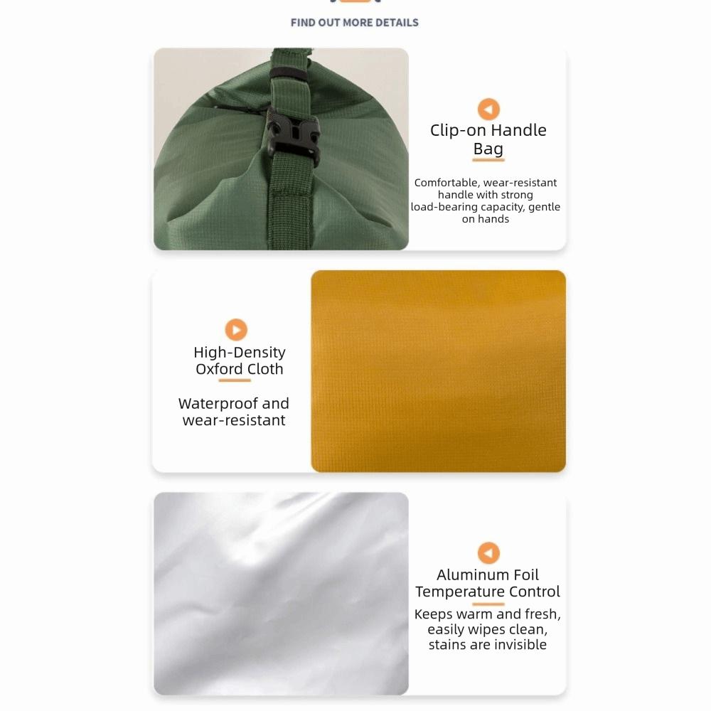 Large Capacity Lunch Pack Portable Insulated Tote Bag Snack Bag Oxford Cloth Lunch Box Bag  Camping