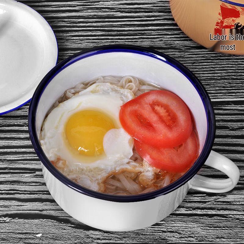 

OLOEY Nostalgic Quotes Enamel Instant Noodle Bowl