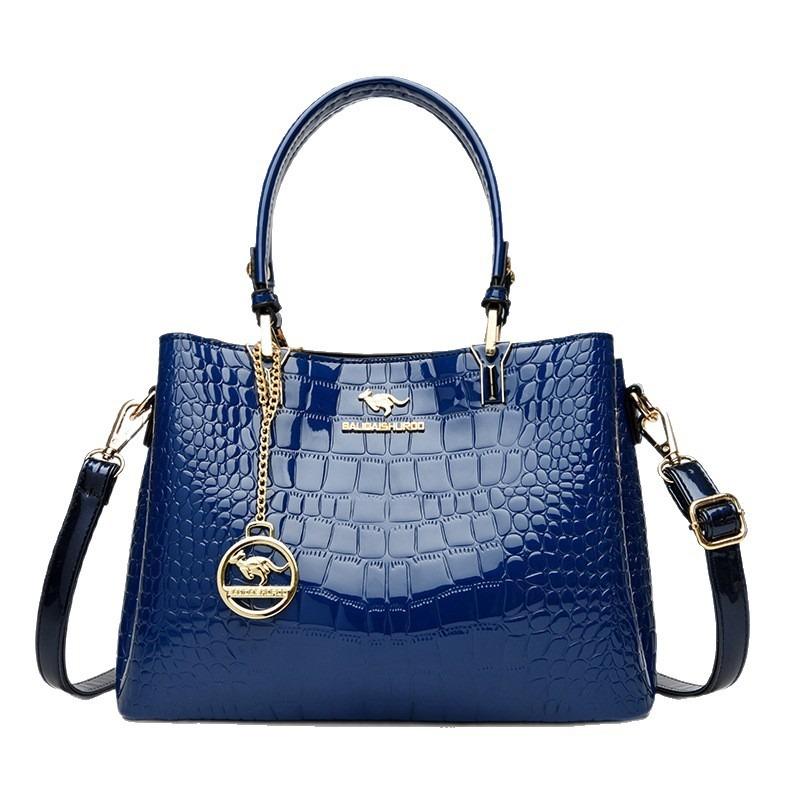 Women's bag handbag New patent leather alligator pattern shoulder bag Large capacity simple messenger bag