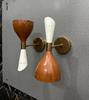 Handmade Brass Double Cone Sconce: Modern Chocolate & White Wall Light