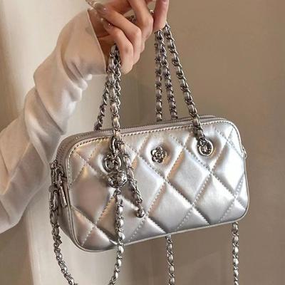 Rauten-Mode Schulter-Umhängetasche Damen-Tasche 2024 neue vielseitige kleine quadratische Tasche Influencer-Kette doppellagige Handytasche