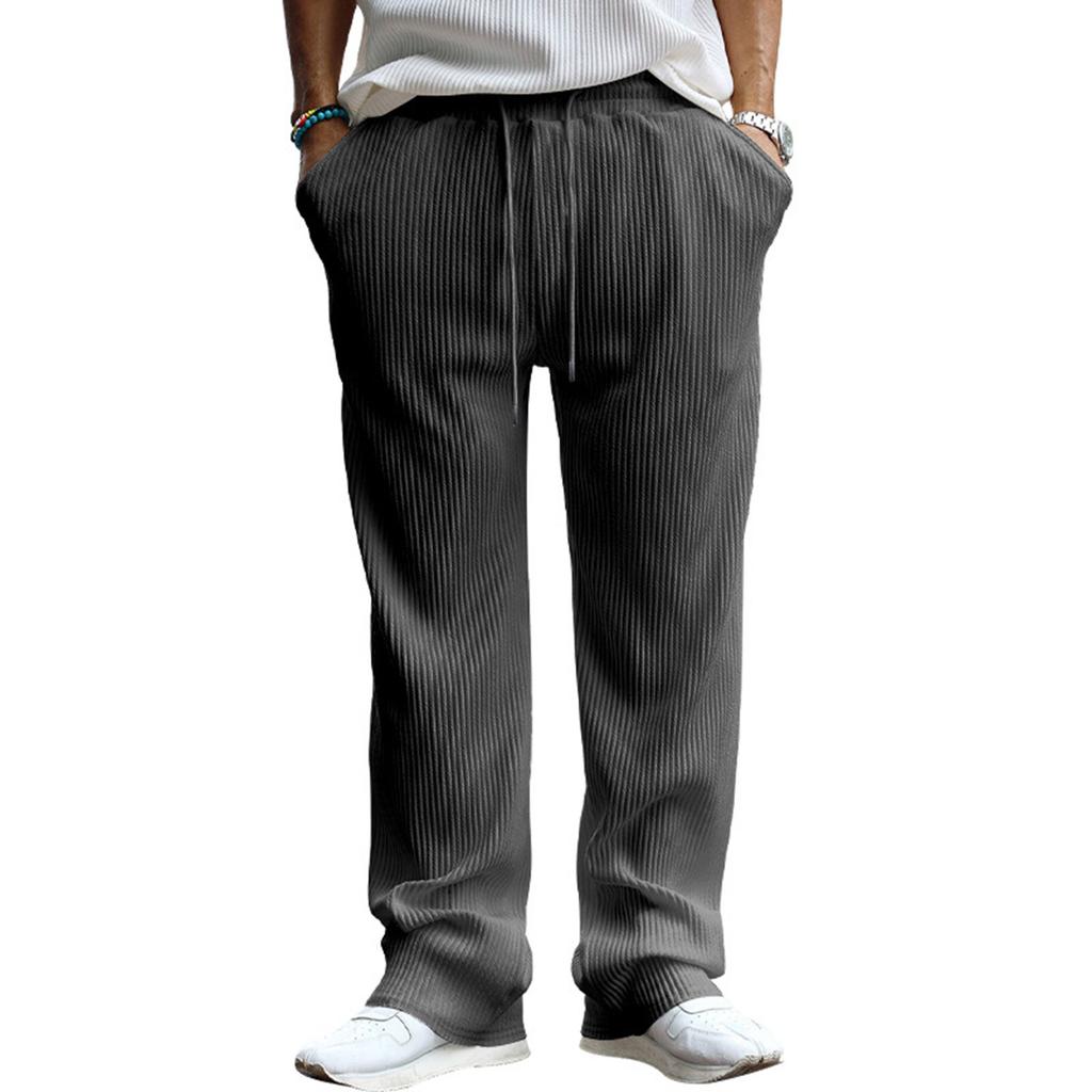 Men's Casual Trousers Men's Loose Straight Striped High Waist Wide Leg Trousers