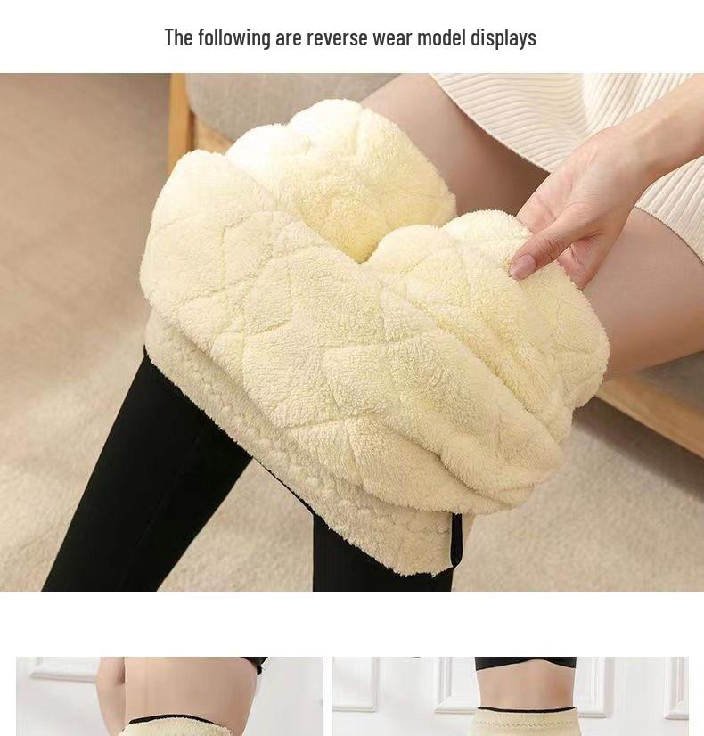 Women's High Waist Lambswool Silk Cotton Winter Leggings - Super Thick, Warm, Plus Size with Pockets