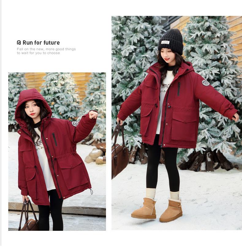 Girls' Fleece-Lined Cotton Parka - 2025 New Style