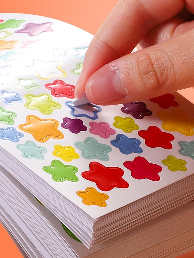 6pcs/12pcs/18pcs Children Stationery Random Color Star Stickers, Handmade DIY Photo Album Decoration Accessories Planner Sticker Back To School