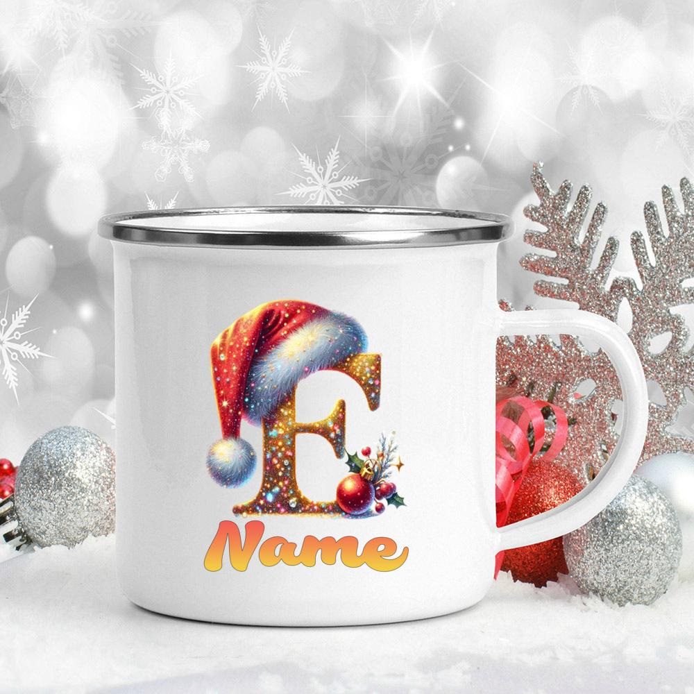 Personalized Cup Custom Name 26 Letter Juice Coffee Enamel Cups Large Capacity Mugs Christmas Gifts