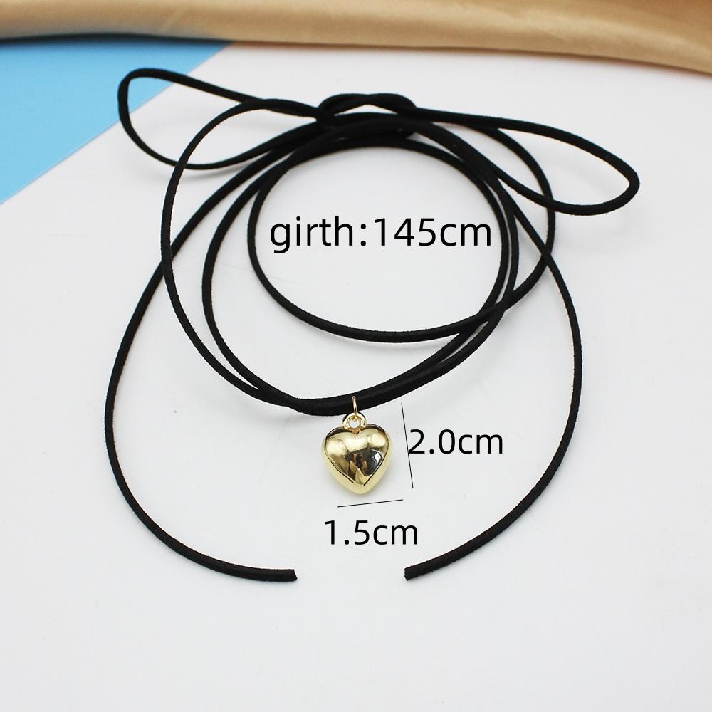 Diy Jewelry Goth Black Velvet 25mm Heart Pendant Choker Necklace for Women Weave Knotted Bowknot Adjustable Chain Jewelry