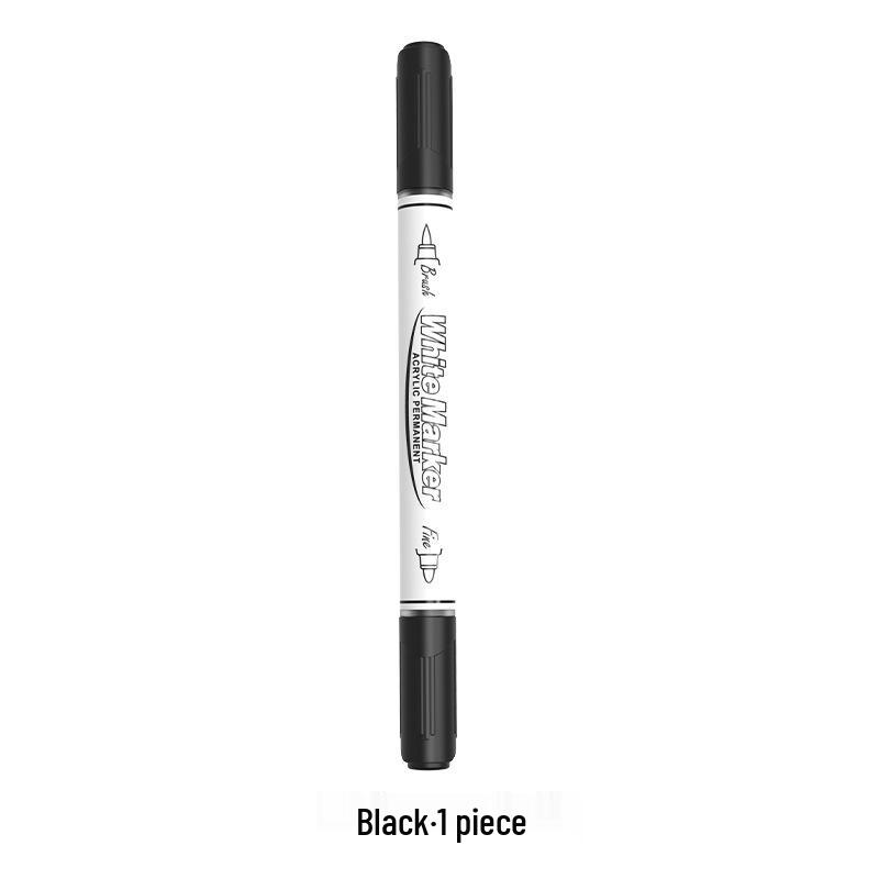 

712 Double-Ended Liquid Ink Pen: Black Soft Tip & White Hard Tip for DIY Art чёрный