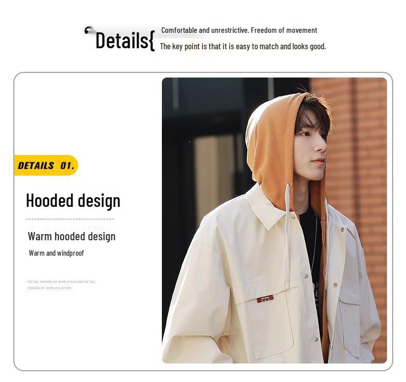 JSEN 2025 Unisex Hooded Mountaineering Jacket - Autumn Wear-Resistant Fake Two-Piece Outdoor Outerwear