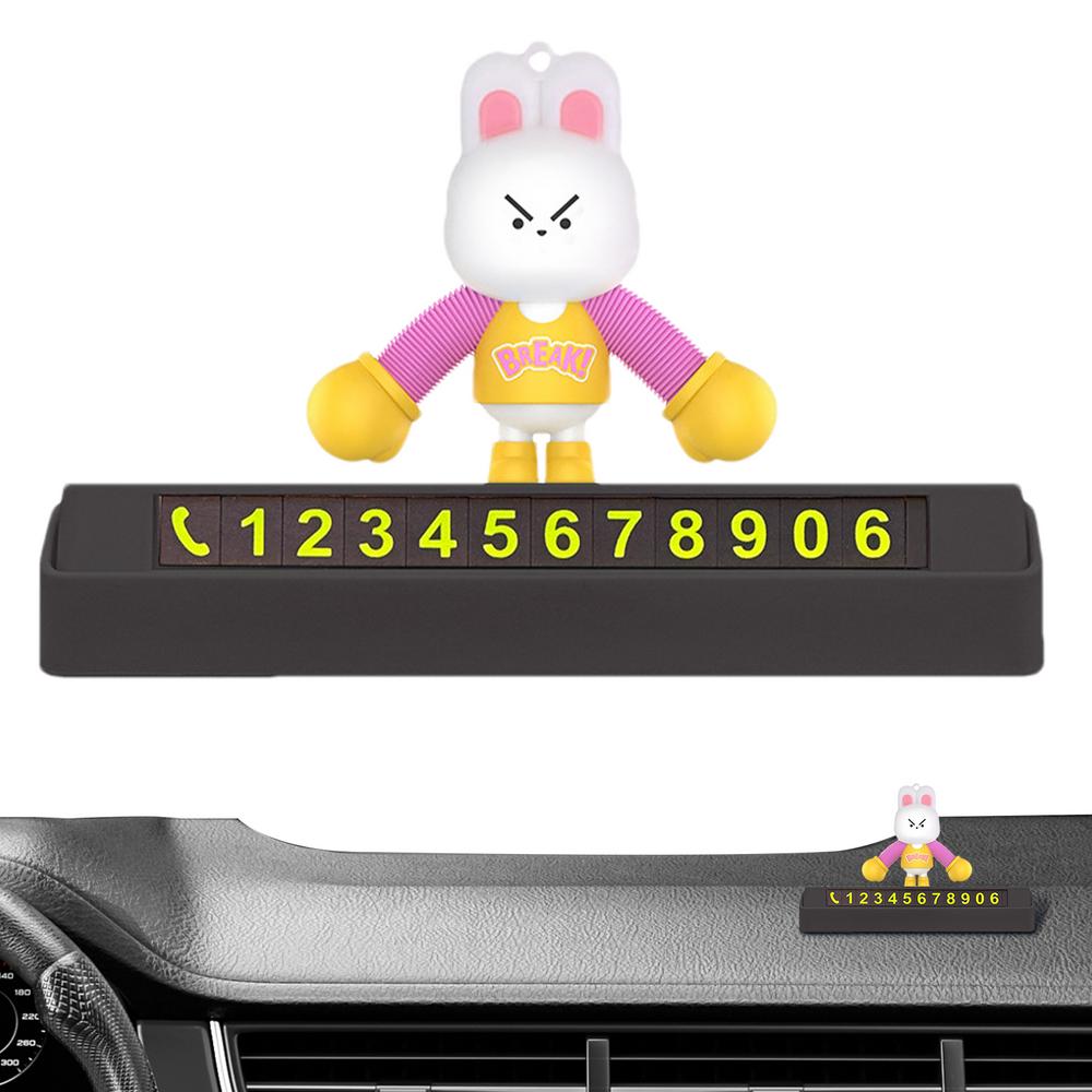 

Temporary Parking Number Plate Glowing Dashboard Sign Bunny Design Temporary Phone Number Card For Vehicle Automotive SUV Truck