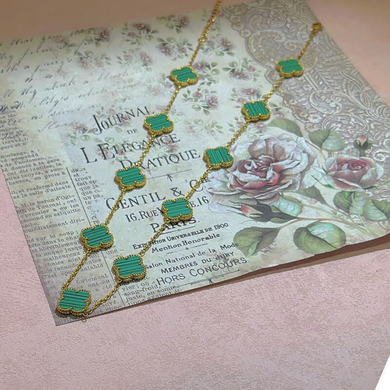 15MM High Version Ten Flower Four-leaf Clover Necklace 18k Double-sided Mother-of-pearl Four-leaf Clover Sweater Chain