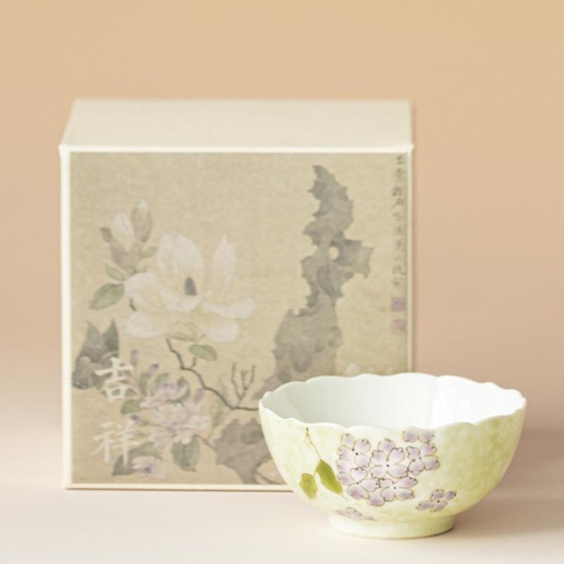 Hand-painted Hydrangea Tea Cup Household Ceramic Kung Fu Tea Set Chinese Master Cup Coaster Teaware Drinkware Kitchen Supplies