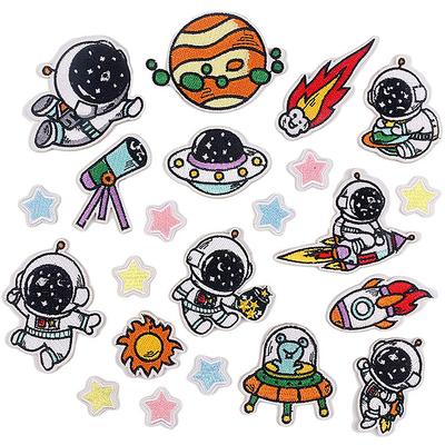 Cartoon Astronaut Embroidery Cloth Sticker Rocket Patch Sticker Spacecraft Computer Embroidery Label Ironing Embroidery Sticker Decoration