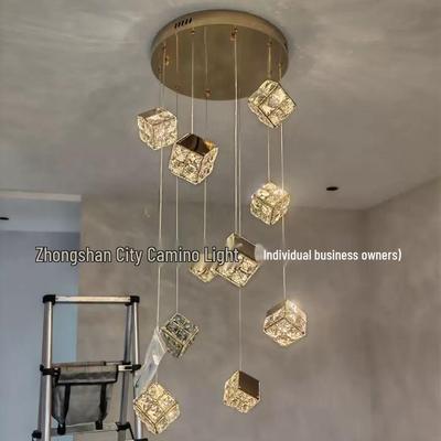 Crystal Spiral Staircase Chandelier for High Ceilings In Villas or Loft Apartments.