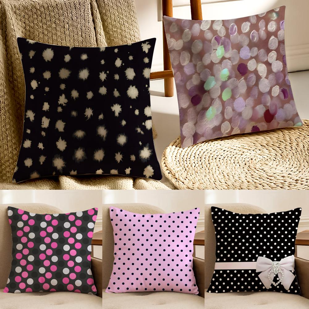 Ink Wash Bowknot Polka Dot Pillow Chinese Retro Cushion Cover Pillowcase Anti-Dustmite Living Room Sofa Decor Cushion Room