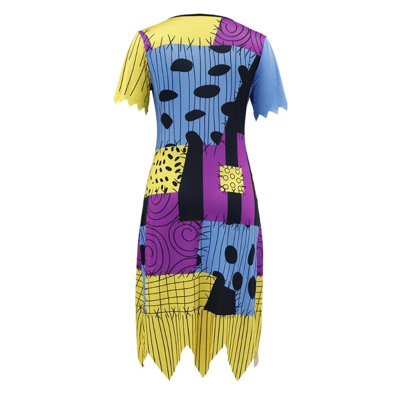 Christmas Horror Night Sally Dress Halloween Costume Irregular Dress Kids Play Costume