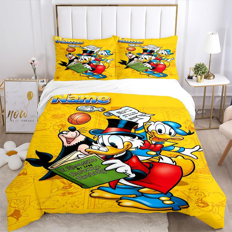 Custom Name Donald Duck Book Cover Print 3Pcs Bedding Set Duvet Cover With 2 Bedro Pillowcase Home Birthday Gift