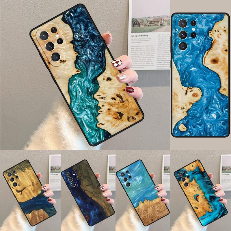 Wood Resin Glue Gel Skin TPU Phone Case For Samsung Galaxy Note 10 Pro S26 S25 S24 S23 S22 Ultra Plus S21 FE S20 Cover
