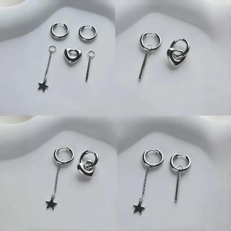 Exquisite Round Ear Buckle Earrings with Sweet Pink Zircon Heart for Women; Chic Accessory and Gift.