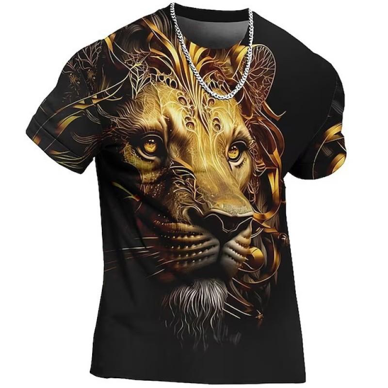 Animal Beast Lion 3D Printed Summer Men's T-shirt Kids Fashion Casual O-Neck Short Sleeve Sportswear Streetwear Oversized Tops
