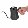 Stainless steel narrow-spout coffee drip pot with thermometer for coffee and tea (650ml, black)