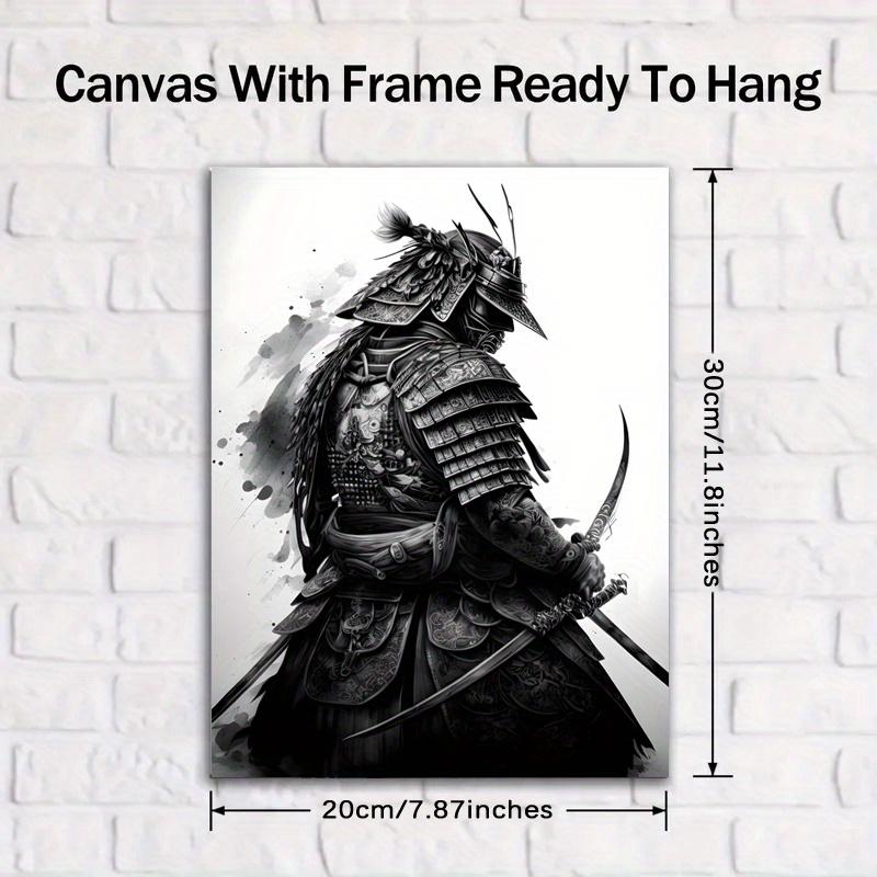 Framed Art Canvas Poster Japanese Samurai Sword Dagger Painting Wall Decoration Home and Dormitory Decoration with Frame