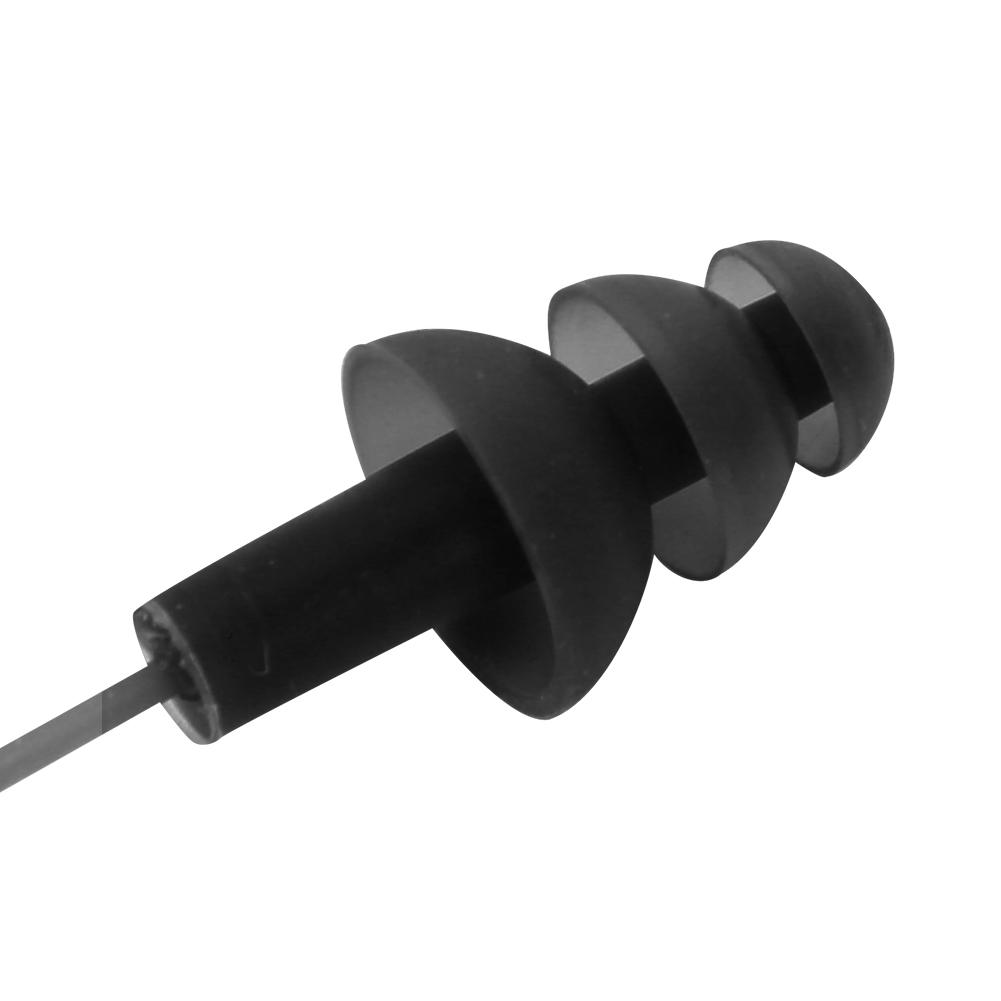 Waterproof Soft Silicone Corded Noise Prevention Swimming Earplugs Earmuff(Black)