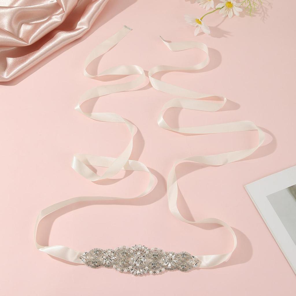 Versatile European and American Bride Belt: Hand-Sewn Rhinestone Patchwork Waist Accessory for Exquisite Wedding and Evening Dresses