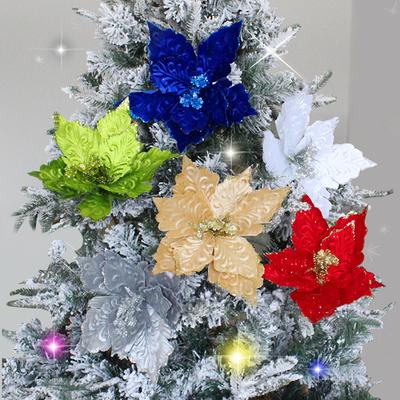 6 Pcs New Arrival Christmas Poinsettia Flowers for Christmas Decor, Home Decor Artificial Flowers, Christmas Tree Decor Covers Flower