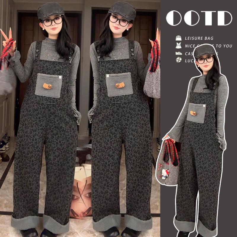

2026 Autumn/Winter High-Quality Maternity Leopard Print Knit Vest and Pants Set L